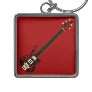 Five String Fretles Bass Guitar (red blob) Key Chains