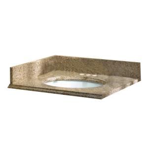 Pegasus 37 In. x 22 In. Granite Vanity Top with White Bowl and 4 In. Faucet Spread in Beige 79682