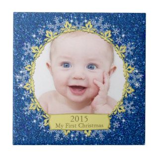 Baby First Christmas Photo Template Tile or Trivet