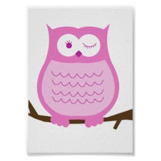 PINK OWL Wall Art Kids Decor Print