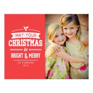 Bright Merry Xmas Christmas Photo Flat Card