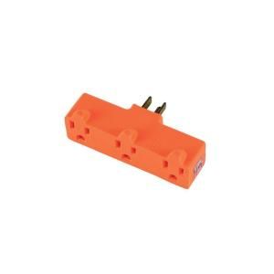 GE 3 Grounded Outlet Adapter Heavy Duty   Orange 54541