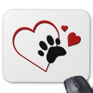 Cat Paw Track Hearts I Love my Cat Mousepad