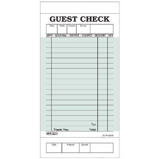 DayMark ACR G525 Guest Check Board, 1 Part, Green, 6 3/4" Length x 3 13/32" Width (Case of 50 Packs, 50 Sheets per Pad)