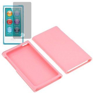 BW Rubberized Protector Hard Shield Cover Snap On Case for Apple iPod Nano 7th Gen + Fitted Screen Protector  Baby Pink   Players & Accessories