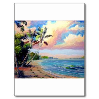 Tropical Beach Art Postcard