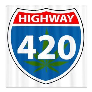 Shower Curtain Marijuana Highway 420 Sign  