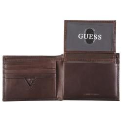 Guess Men's Distressed Embossed Bi Fold Passcase Wallet Guess Men's Wallets
