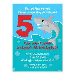 Shark Bite Invite  5th Birthday Party