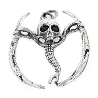 Sterling Silver Gothic French Kiss of Death Skeleton Skull Pendant Necklaces Jewelry