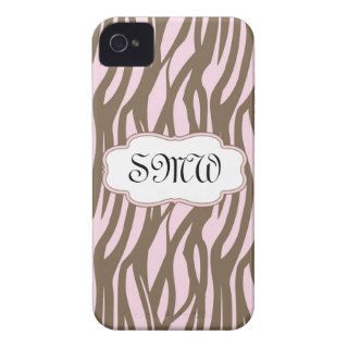 Soft Pink and Brown Monogram Frame Case Mate iPhone 4 Cases