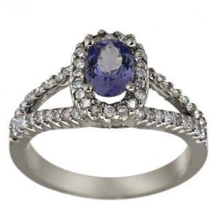 Tanzanite Diamond Ring With 0.90ct Oval Tanzanite And 0.65cts Fine Diamonds In PLATINUM Diamond Tanzanite Ring   5 Da'Carli Jewelry