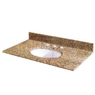 Pegasus 25 in. W Granite Vanity Top with White Bowl and 8 in. Faucet Spread in Montesol 25649