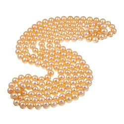 DaVonna Round Gold FW Pearl 72 inch Endless Necklace (9 10 mm) DaVonna Pearl Necklaces
