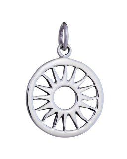 .925 Solid Sterling Silver Round Circle Sun Pendant Jewelry