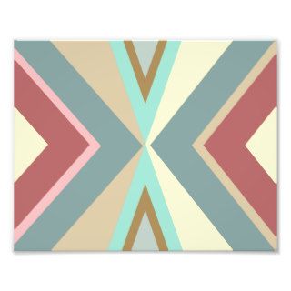 Abstract Tribal Blue Red Pink Triangles Pattern Photo Art