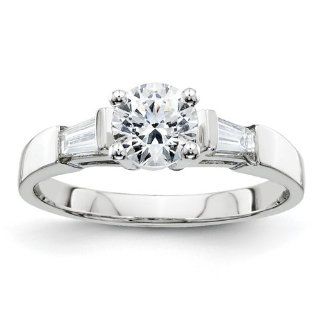 14k White Gold Peg Set Baguette Diamond Engagement Ring Semi Mounting, No Center Stone Included Jewelry