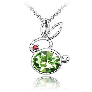 Charm Jewelry Swarovski Crystal Element 18k Gold Plated Peridot Green Cute Bunny Necklace Z#529 Zg4d6b60 Jewelry