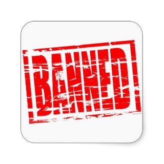 Banned red rubber stamp effect sticker