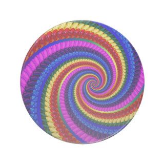 Rainbow Fractal Art Swirl Pattern Coaster