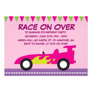 Girl's Go Kart Birthday Party Invitation,