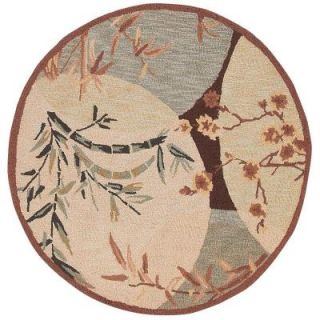 Home Decorators Collection MandarIn Brown and Blue 5 ft. 6 in. Round Area Rug 4079074380