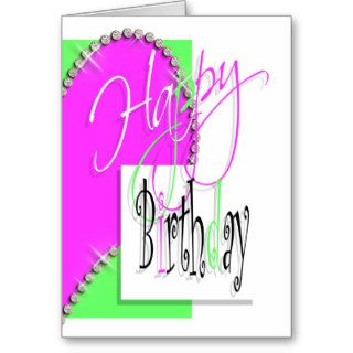 "Happy birthday" "sweet sixteen" girls pink green Cards