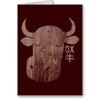 Chinese Zodiac Ox in Kanji Vintage Card