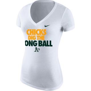 NIKE Womens Oakland Athletics Chicks Dig The Long Ball Short Sleeve T Shirt  
