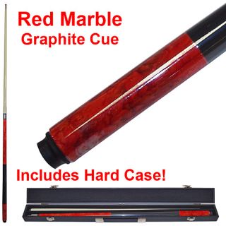 Trademark Global Marble Graphite Cue Stick   Includes Free Hard Case, Red (40 