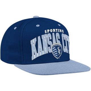 adidas Mens Sporting Kansas City Wordmark Logo Wool Flat Brim Snapback Cap,