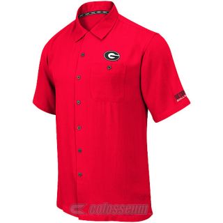 COLOSSEUM Mens Georgia Bulldogs Button Up Camp Shirt   Size 2xl, Red