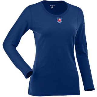 Antigua Womens Chicago Cubs Relax LS 100% Cotton Washed Jersey Scoop Neck Tee  