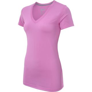 NIKE Womens Legend V Neck T Shirt   Size Medium, Red Violet/grey