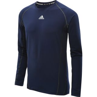 adidas Mens TechFit Fitted Long Sleeve T Shirt   Size Large, Collegiate Navy
