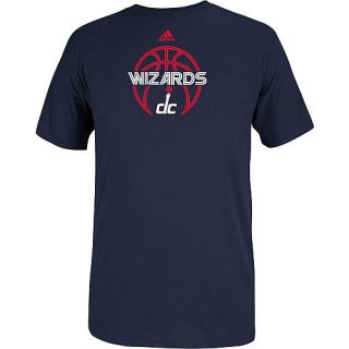 adidas Mens Washington Wizards Full Primary Logo Navy Short Sleeve T Shirt  