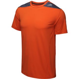 adidas Mens TechFit Fitted Short Sleeve T Shirt   Size Large, Orange/heather