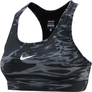 NIKE Womens Pro Printed Sports Bra   Size Large, Black/grey/white