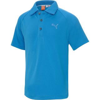 PUMA Boys Solid Tech Short Sleeve Golf Polo   Size Large, Blue