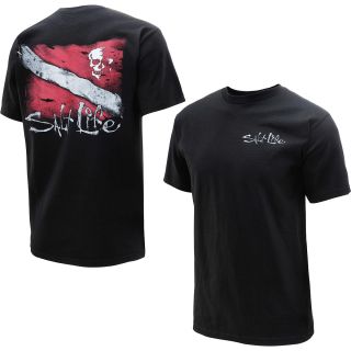 SALT LIFE Mens Dive Flag & Skull Short Sleeve T Shirt   Size Medium, Black