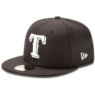 NEW ERA Mens Texas Rangers 59FIFTY Basic Black and White Fitted Cap   Size 7.