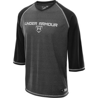UNDER ARMOUR Mens 3/4 Sleeve Baseball Shirt   Size Small, Black