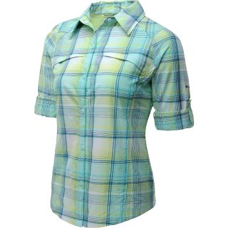 COLUMBIA Womens Silver Ridge Long Sleeve Shirt   Size Small, Blue Plaid