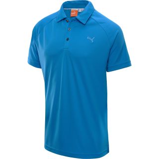 PUMA Mens Tech Raglan Short Sleeve Golf Polo   Size Medium, Blue