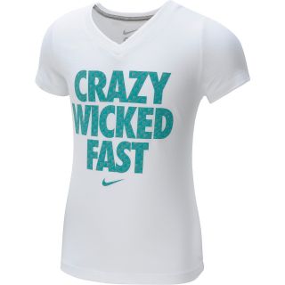 NIKE Girls Crazy Wicked Fast Short Sleeve T Shirt   Size Xl, White/dk Grey