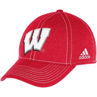adidas Mens Wisconsin Badgers Structured Fitted Flex Cap   Size L/xl