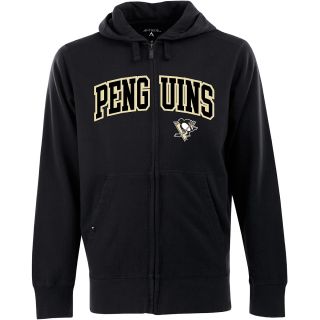 Antigua Mens Pittsburgh Penguins Full Zip Hooded Applique Sweatshirt   Size