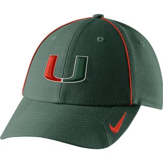 NIKE Mens Miami Hurricanes Coaches Legacy 91 Adjustable Cap, Green