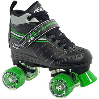 Roller Derby Laser 7.9MX Boys Quad Speed Skates   Size 8, Black/green (U319B 