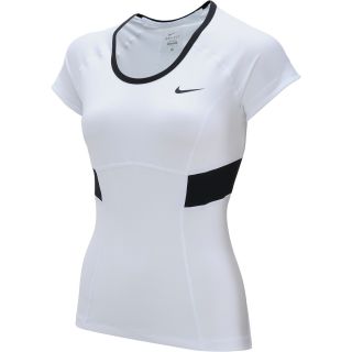 NIKE Womens New Border Tennis T Shirt   Size XS/Extra Small, White/black/black